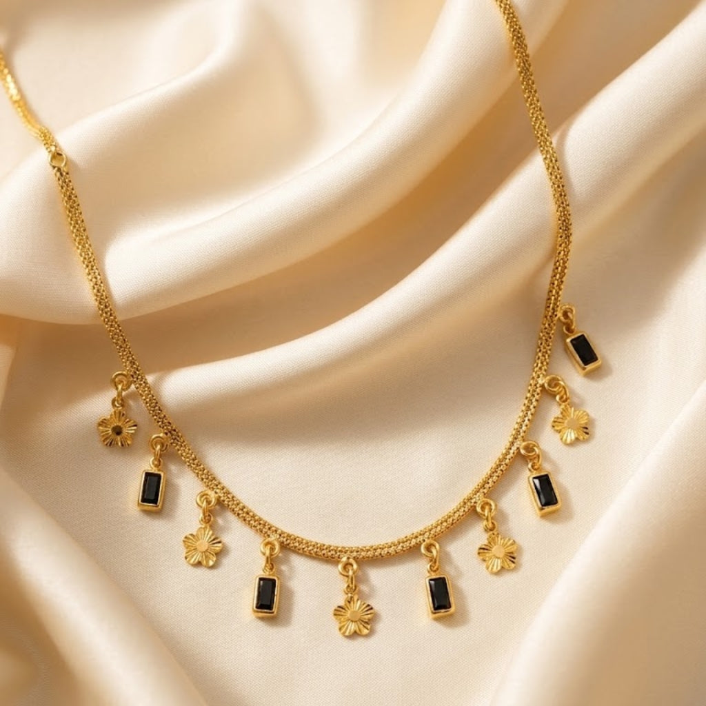 Midnight Bloom Charm Necklace