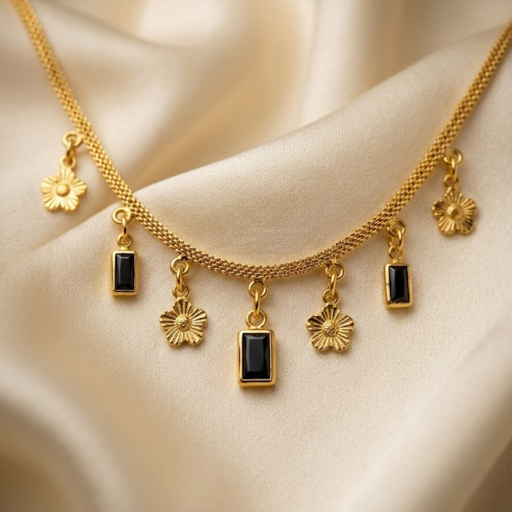 Midnight Bloom Charm Necklace