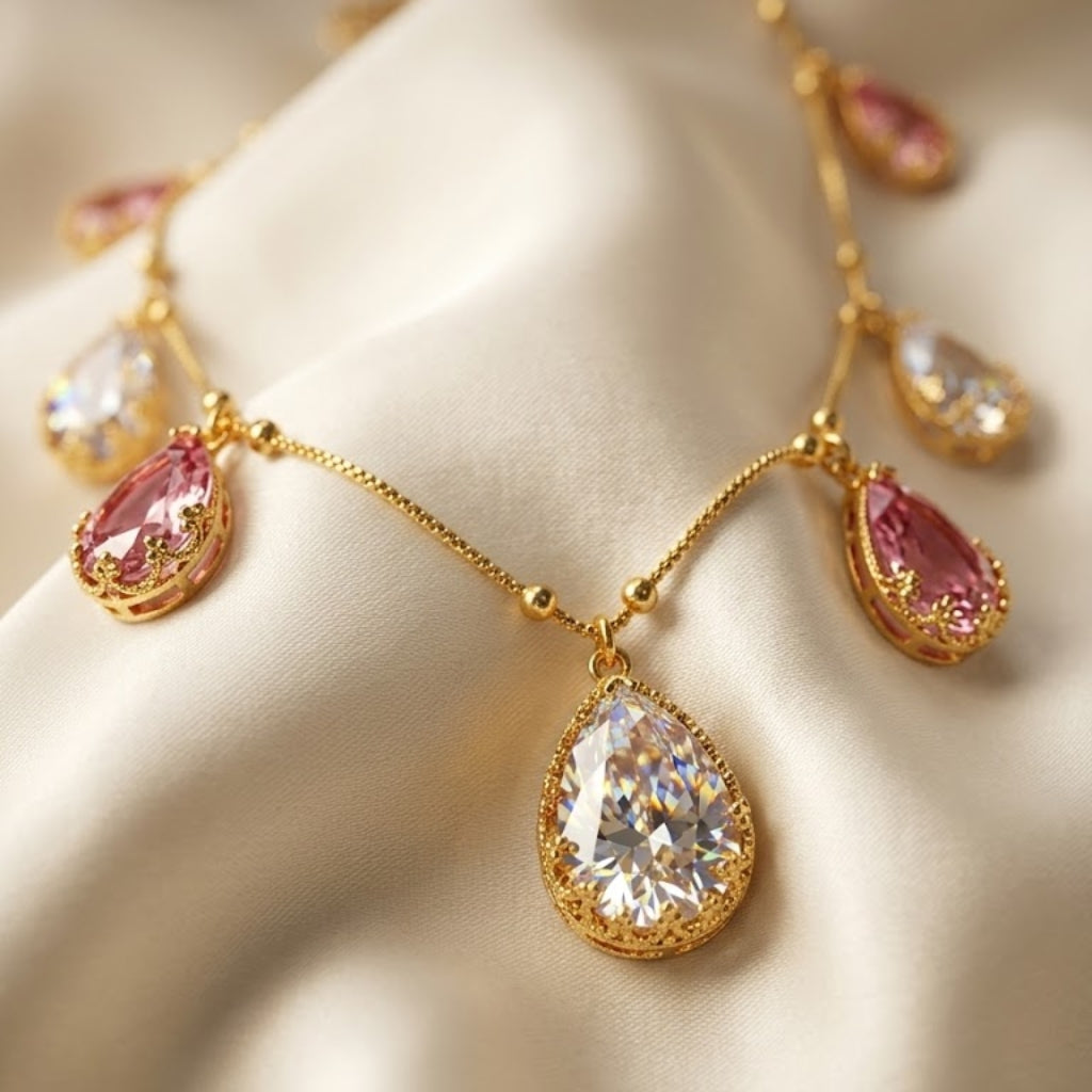 Blush Drop Teardrop Necklace