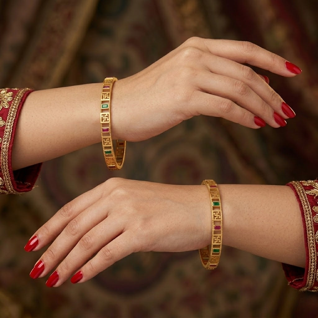 Swastik Gem Aura Bangles