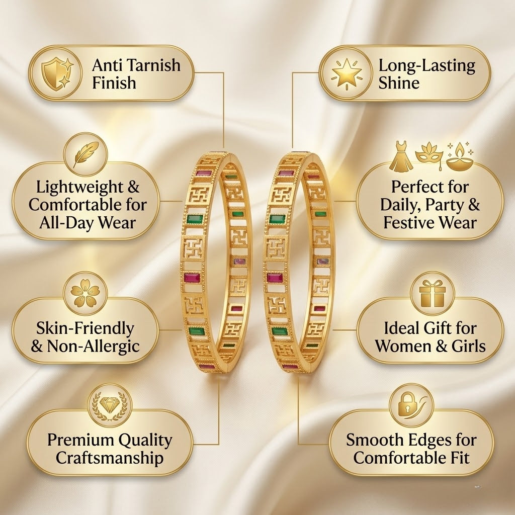 Swastik Gem Aura Bangles