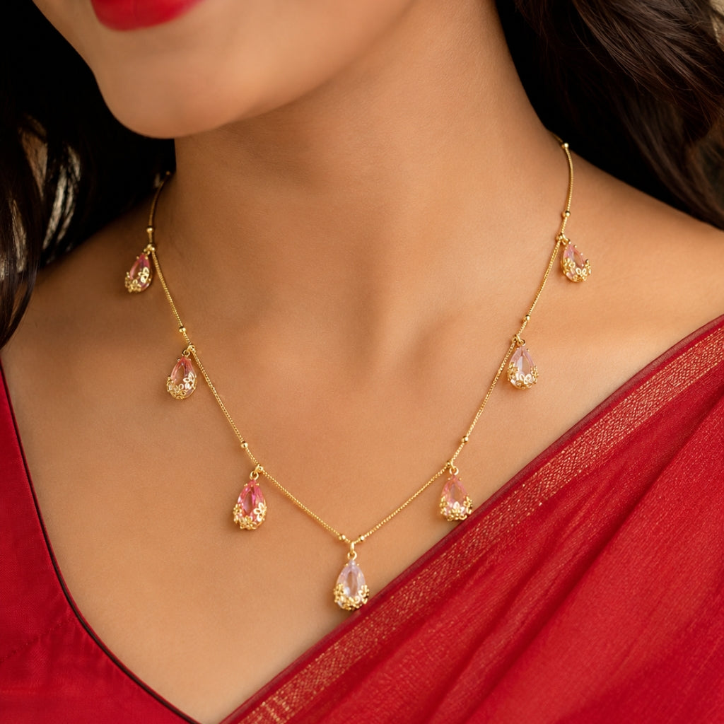 Blush Drop Teardrop Necklace