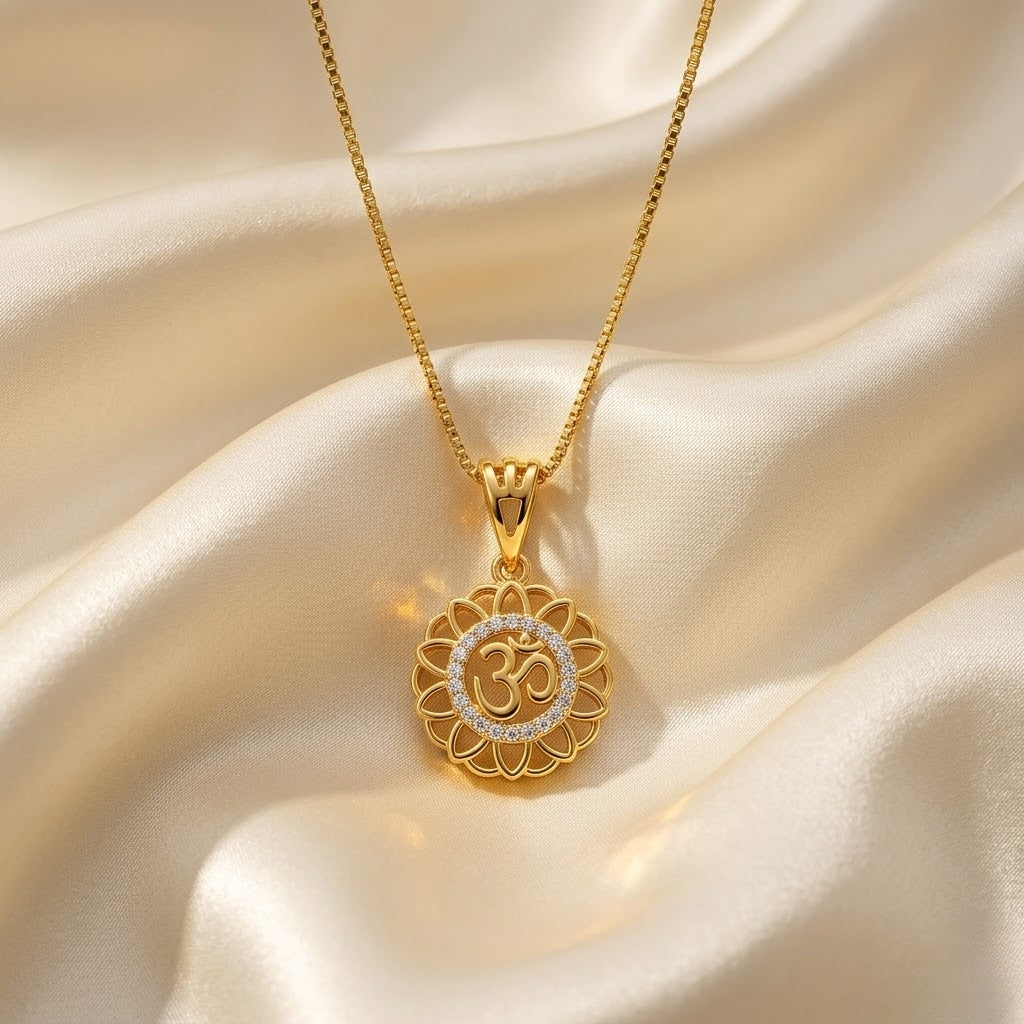 Sacred Bloom Om Pendant