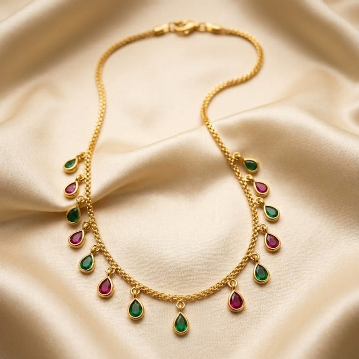 Ruby Emerald Drop Necklace